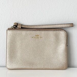 Coach Metallic Gold Corner Zip Wristlet